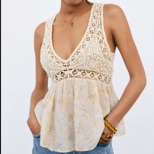 ZARA NWOT Contrasting Crochet Top